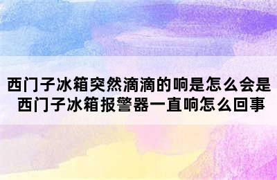 西门子冰箱突然滴滴的响是怎么会是 西门子冰箱报警器一直响怎么回事